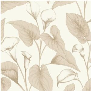 Grandeco Calla Lily Floral Foliage Beige Wallpaper Vinyl Paste The Wall Grandeco Calla Lily Floral Foliage Beige Wallpaper Vinyl Paste The Wall
