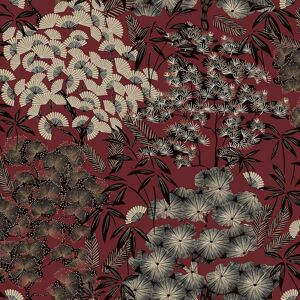 Grandeco Ciara Oriental Leaf Wallpaper Burgundy - Wallpaper Grandeco Ciara Oriental Leaf Wallpaper Burgundy - Wallpaper