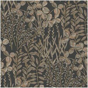 Grandeco Inia Dark Brown Wallpaper Vinyl Botanical Paste The Wall Scrubbable Grandeco Inia Dark Brown Wallpaper Vinyl Botanical Paste The Wall Scrubbable
