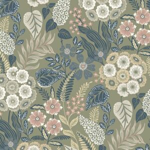 Grandeco - Karuna Retro Flowers White Orange Wallpaper Botanical Paste The Wall Grandeco - Karuna Retro Flowers White Orange Wallpaper Botanical Paste The Wall