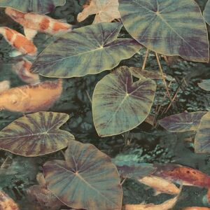 Grandeco - Koi Green Tropical Carp Pond Multi Paste The Wall Wallpaper Vinyl Grandeco - Koi Green Tropical Carp Pond Multi Paste The Wall Wallpaper Vinyl