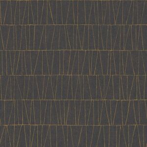 Profhome - Graphic wallpaper wall 395063 non-woven wallpaper textured with geometric shapes and metallic highlights black gold anthracite 5.33 m2 Profhome - Graphic wallpaper wall 395063 non-woven wallpaper textured with geometric shapes and metallic highlights black gold anthracite 5.33 m2