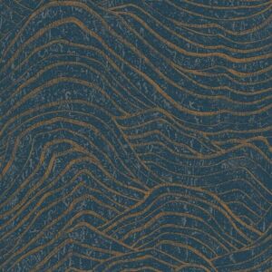 Profhome - Graphic wallpaper wall 395074 non-woven wallpaper textured with abstract pattern and metallic highlights blue gold 5.33 m2 Profhome - Graphic wallpaper wall 395074 non-woven wallpaper textured with abstract pattern and metallic highlights blue gold 5.33 m2