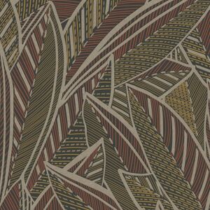 Profhome - Graphic wallpaper wall 399331 non-woven wallpaper slightly textured with floral ornaments shimmering brown yellow red black 5.33 m2 Profhome - Graphic wallpaper wall 399331 non-woven wallpaper slightly textured with floral ornaments shimmering brown yellow red black 5.33 m2