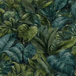 Holden - Green Tropical Jungle Wallpaper Leaves Artistic Canvas Finish Paste The Wall Holden - Green Tropical Jungle Wallpaper Leaves Artistic Canvas Finish Paste The Wall