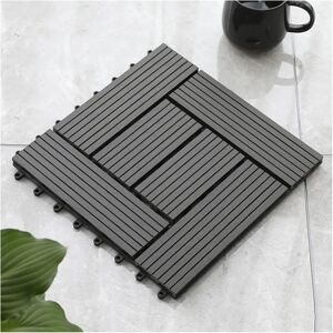 WOIYIC Grey wood-plastic composite floor tiles, anti-corrosion mosaic, waterproof wood-plastic composite outdoor flooring, 30 x 30 cm wooden interlocking WOIYIC Grey wood-plastic composite floor tiles, anti-corrosion mosaic, waterproof wood-plastic composite outdoor flooring, 30 x 30 cm wooden interlocking