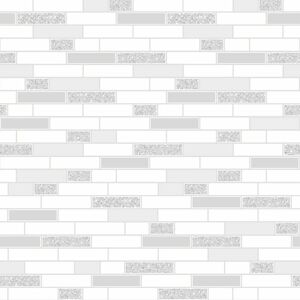 Holden - White Grey Oblong Tile Kitchen Bathroom Vinyl Silver Glitter Wallpaper Holden - White Grey Oblong Tile Kitchen Bathroom Vinyl Silver Glitter Wallpaper