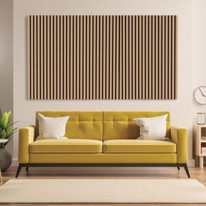 Kraus - Acoustic Slat Wall Panel 3D Wood - Ash Brown - 19x572.5mm - Single - Brown Kraus - Acoustic Slat Wall Panel 3D Wood - Ash Brown - 19x572.5mm - Single - Brown