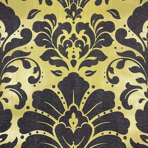 YÖL - Lime Green Damask Wallpaper Blown Vinyl Black Silver Glitter Textured Classic YÖL - Lime Green Damask Wallpaper Blown Vinyl Black Silver Glitter Textured Classic