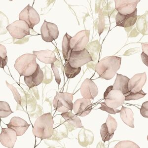 Muriva - Floral Wallpaper Eucalyptus Pink Wall Paper Roll Muriva - Floral Wallpaper Eucalyptus Pink Wall Paper Roll