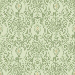 Grandeco - Natural Animal Wallpaper Green White Paste The Wall Textured Vinyl Grandeco - Natural Animal Wallpaper Green White Paste The Wall Textured Vinyl