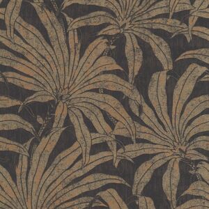 Profhome - Nature wallpaper wall 395011 non-woven wallpaper textured with jungle elements and metallic highlights black gold bronze 5.33 m2 Profhome - Nature wallpaper wall 395011 non-woven wallpaper textured with jungle elements and metallic highlights black gold bronze 5.33 m2