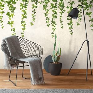 Profhome - Photo wallpaper 382391 hot embossed non-woven wallpaper smooth with floral ornaments matt green grey 3.71 m x 2.8 m Profhome - Photo wallpaper 382391 hot embossed non-woven wallpaper smooth with floral ornaments matt green grey 3.71 m x 2.8 m