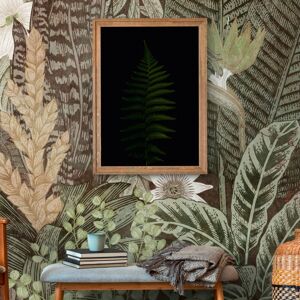 Profhome - Photo wallpaper 382431 hot embossed non-woven wallpaper smooth with jungle elements matt green beige white brown 3.71 m x 2.8 m Profhome - Photo wallpaper 382431 hot embossed non-woven wallpaper smooth with jungle elements matt green beige white brown 3.71 m x 2.8 m
