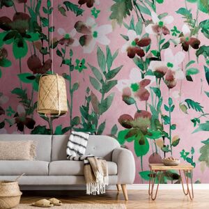 Profhome - Photo wallpaper 382731 hot embossed non-woven wallpaper smooth with floral pattern matt green pink white brown 3.71 m x 2.8 m Profhome - Photo wallpaper 382731 hot embossed non-woven wallpaper smooth with floral pattern matt green pink white brown 3.71 m x 2.8 m