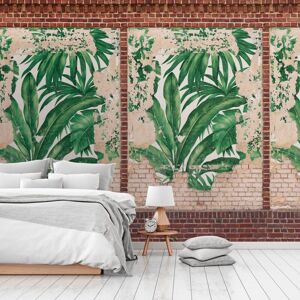 Profhome - Photo wallpaper 392452 hot embossed non-woven wallpaper smooth brick look matt brown beige red green 1.59 m x 2.8 m Profhome - Photo wallpaper 392452 hot embossed non-woven wallpaper smooth brick look matt brown beige red green 1.59 m x 2.8 m