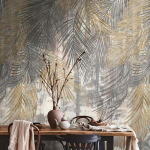 Profhome - Photo wallpaper 392611 hot embossed non-woven wallpaper smooth with palm trees matt grey yellow beige white 1.59 m x 2.8 m Profhome - Photo wallpaper 392611 hot embossed non-woven wallpaper smooth with palm trees matt grey yellow beige white 1.59 m x 2.8 m