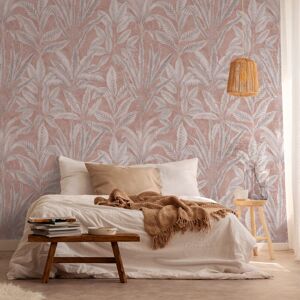 Profhome - Photo wallpaper 393161 hot embossed non-woven wallpaper smooth with palm trees matt pink grey white 1.59 m x 2.8 m Profhome - Photo wallpaper 393161 hot embossed non-woven wallpaper smooth with palm trees matt pink grey white 1.59 m x 2.8 m