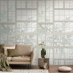 Profhome - Photo wallpaper 398451 hot embossed non-woven wallpaper smooth 3D matt cream beige green 1.59 m x 2.8 m Profhome - Photo wallpaper 398451 hot embossed non-woven wallpaper smooth 3D matt cream beige green 1.59 m x 2.8 m