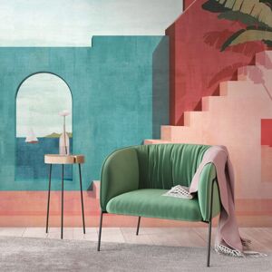 Photo wallpaper Profhome 398891 hot embossed non-woven wallpaper smooth with architectural subjects matt blue red pink grey 2.12 m x 2.8 m Photo wallpaper Profhome 398891 hot embossed non-woven wallpaper smooth with architectural subjects matt blue red pink grey 2.12 m x 2.8 m