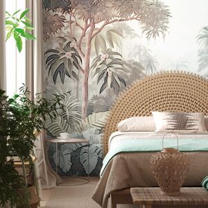 Photo wallpaper Profhome 399011 hot embossed non-woven wallpaper smooth with jungle elements matt brown blue green white 3.71 m x 2.8 m Photo wallpaper Profhome 399011 hot embossed non-woven wallpaper smooth with jungle elements matt brown blue green white 3.71 m x 2.8 m