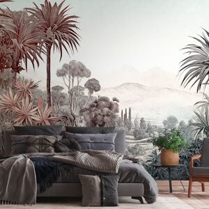 Photo wallpaper Profhome 399031 hot embossed non-woven wallpaper smooth with jungle elements matt brown blue white white 3.71 m x 2.8 m Photo wallpaper Profhome 399031 hot embossed non-woven wallpaper smooth with jungle elements matt brown blue white white 3.71 m x 2.8 m