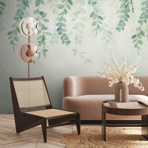 Photo wallpaper Profhome 399071 hot embossed non-woven wallpaper smooth with floral ornaments matt green blue cream 3.71 m x 2.8 m Photo wallpaper Profhome 399071 hot embossed non-woven wallpaper smooth with floral ornaments matt green blue cream 3.71 m x 2.8 m