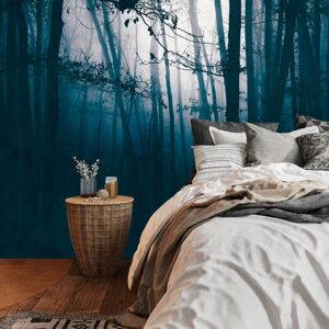 Profhome - Photo wallpaper 399091 hot embossed non-woven wallpaper smooth with forest motif matt blue black 3.71 m x 2.8 m Profhome - Photo wallpaper 399091 hot embossed non-woven wallpaper smooth with forest motif matt blue black 3.71 m x 2.8 m