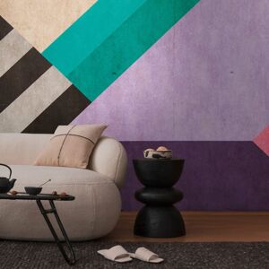 Profhome - Photo wallpaper 399131 hot embossed non-woven wallpaper smooth with graphical pattern matt violet black teal beige 3.71 m x 2.8 m Profhome - Photo wallpaper 399131 hot embossed non-woven wallpaper smooth with graphical pattern matt violet black teal beige 3.71 m x 2.8 m