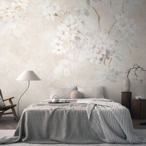 Photo wallpaper Profhome 399191 hot embossed non-woven wallpaper smooth with floral pattern matt beige cream grey white 3.71 m x 2.8 m Photo wallpaper Profhome 399191 hot embossed non-woven wallpaper smooth with floral pattern matt beige cream grey white 3.71 m x 2.8 m