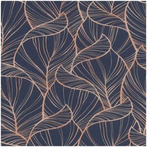 Rasch Rhapsody Navy Blue Leaves Paste The Wall Wallpaper Copper Metallic Rasch Rhapsody Navy Blue Leaves Paste The Wall Wallpaper Copper Metallic