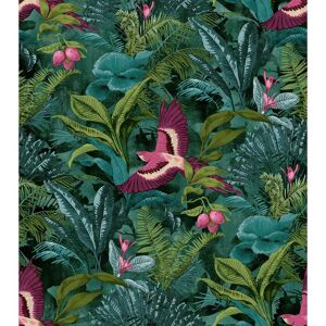 Rasch - Tropical Rainforest Wallpaper Botanical Floral Birds Jungle Teal Green Rasch - Tropical Rainforest Wallpaper Botanical Floral Birds Jungle Teal Green