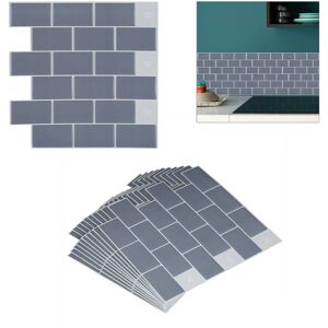Relaxdays - Tile Stickers, Set of 10, Self-Adhesive, Kitchen & Bathroom, 30.5 x 30.5 cm, 3D, Subway, Underground, Grey Relaxdays - Tile Stickers, Set of 10, Self-Adhesive, Kitchen & Bathroom, 30.5 x 30.5 cm, 3D, Subway, Underground, Grey