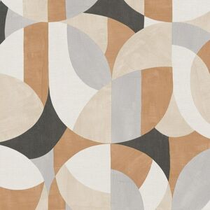 Profhome - Retro wallpaper wall 399321 hot embossed non-woven wallpaper slightly textured with graphical pattern matt white beige black brown 5.33 m2 Profhome - Retro wallpaper wall 399321 hot embossed non-woven wallpaper slightly textured with graphical pattern matt white beige black brown 5.33 m2