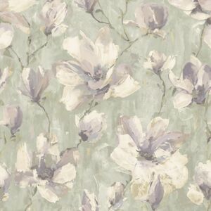 Grandeco - Sage Green Floral Wallpaper Grey Ivory Magnolia Flower Textured High Quality Grandeco - Sage Green Floral Wallpaper Grey Ivory Magnolia Flower Textured High Quality