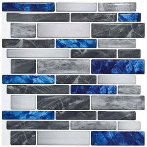Ymyny - Self-adhesive tile wallpaper 'Deep Blue Gems', 30 x 30 cm, mosaic-style wall sticker, waterproof decorative film for bathroom and kitchen Ymyny - Self-adhesive tile wallpaper 'Deep Blue Gems', 30 x 30 cm, mosaic-style wall sticker, waterproof decorative film for bathroom and kitchen