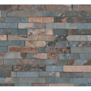 Profhome - Stone tile wallpaper wall 355823 non-woven wallpaper slightly textured stone look matt grey brown 5.33 m2 (57 ft2) Profhome - Stone tile wallpaper wall 355823 non-woven wallpaper slightly textured stone look matt grey brown 5.33 m2 (57 ft2)