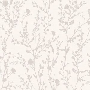 Profhome - Ton-sur-ton wallpaper wall 395464 non-woven wallpaper smooth with floral ornaments shimmering white grey 5.33 m2 Profhome - Ton-sur-ton wallpaper wall 395464 non-woven wallpaper smooth with floral ornaments shimmering white grey 5.33 m2