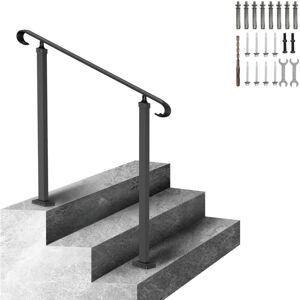VEVOR Mophorn Wrought Iron Handrail for 1-2 Steps, Adjustable Outdoor Stair Railing, Black Transitional Hand Railings for Concrete or Wooden Stairs with VEVOR Mophorn Wrought Iron Handrail for 1-2 Steps, Adjustable Outdoor Stair Railing, Black Transitional Hand Railings for Concrete or Wooden Stairs with