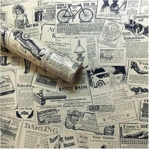 BEIJIYI Vintage Newspaper Vinyl Wallpaper, Peel and Stick Self-Adhesive Wallpaper for Bedroom and Living Room Decoration - Newspaper, 45cm x 3m BEIJIYI Vintage Newspaper Vinyl Wallpaper, Peel and Stick Self-Adhesive Wallpaper for Bedroom and Living Room Decoration - Newspaper, 45cm x 3m