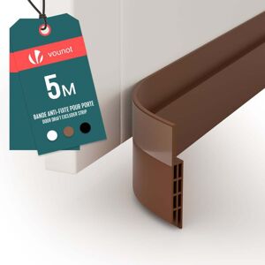 VOUNOT Door Draught Excluder Strip Draft Excluder Under Door 500x5cm, Brown VOUNOT Door Draught Excluder Strip Draft Excluder Under Door 500x5cm, Brown
