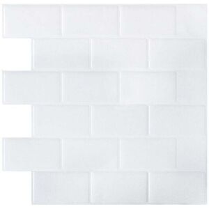 Ymyny - White self-adhesive tile wallpaper, 30 x 30 cm, mosaic-style wall sticker, waterproof decorative film for bathroom and kitchen wall tiles mumu Ymyny - White self-adhesive tile wallpaper, 30 x 30 cm, mosaic-style wall sticker, waterproof decorative film for bathroom and kitchen wall tiles mumu