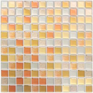 Ymyny - Yellow self-adhesive tile wallpaper, 24 x 24 cm, mosaic-style wall sticker, waterproof decorative film for wall tiles in the bathroom and Ymyny - Yellow self-adhesive tile wallpaper, 24 x 24 cm, mosaic-style wall sticker, waterproof decorative film for wall tiles in the bathroom and