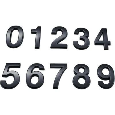 TEHTUY 10 Pcs 3D Black Outdoor House Number, House Number, Self-Adhesive Mailbox Number, Hotel Room Numbers, Number Plates 0-9 (Black) TEHTUY 10 Pcs 3D Black Outdoor House Number, House Number, Self-Adhesive Mailbox Number, Hotel Room Numbers, Number Plates 0-9 (Black)
