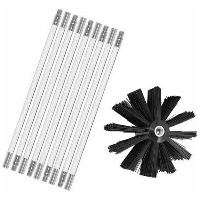 DEWDAT Chimney Sweeping Kit, Chimney Cleaning Tool Chimney Brush Kit Including 9 x 410mm Flexible Rods and Brush Heads for Wood Burning Stoves DEWDAT Chimney Sweeping Kit, Chimney Cleaning Tool Chimney Brush Kit Including 9 x 410mm Flexible Rods and Brush Heads for Wood Burning Stoves