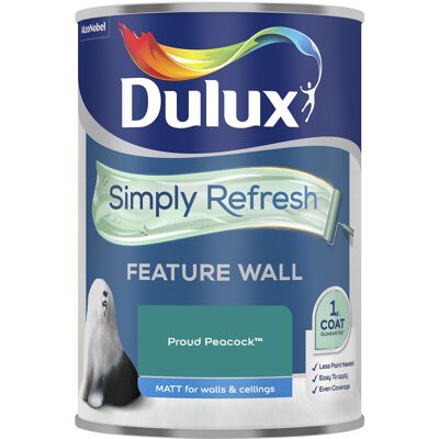 Dulux - Simply Refresh Feature Wall One Coat Matt Emulsion - Proud Peacock - Paint Dulux - Simply Refresh Feature Wall One Coat Matt Emulsion - Proud Peacock - Paint