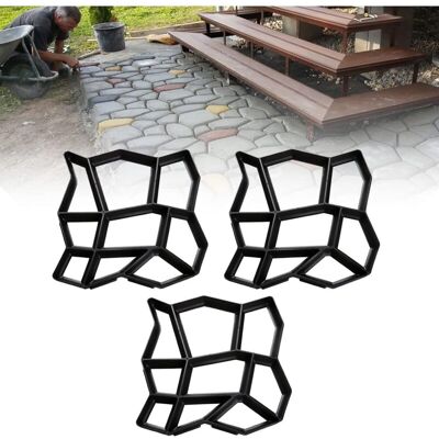 BEIJIYI Set of 3 DIY Paving Molds - 43 x 43 x 4 cm - For Concrete, Sidewalks, Paving Stones, Patio Slabs BEIJIYI Set of 3 DIY Paving Molds - 43 x 43 x 4 cm - For Concrete, Sidewalks, Paving Stones, Patio Slabs