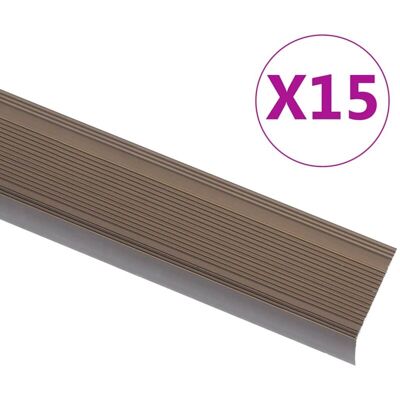 vidaXL Stair Nosings in L-shape 15 pcs Aluminium 90 cm Brown vidaXL Stair Nosings in L-shape 15 pcs Aluminium 90 cm Brown