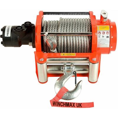 Winchmax - 20,000lb (9,072kg) Original Orange Hydraulic Winch. 25m x 14mm Steel Rope. 1/2 inch Clevis Hook. Winchmax - 20,000lb (9,072kg) Original Orange Hydraulic Winch. 25m x 14mm Steel Rope. 1/2 inch Clevis Hook.