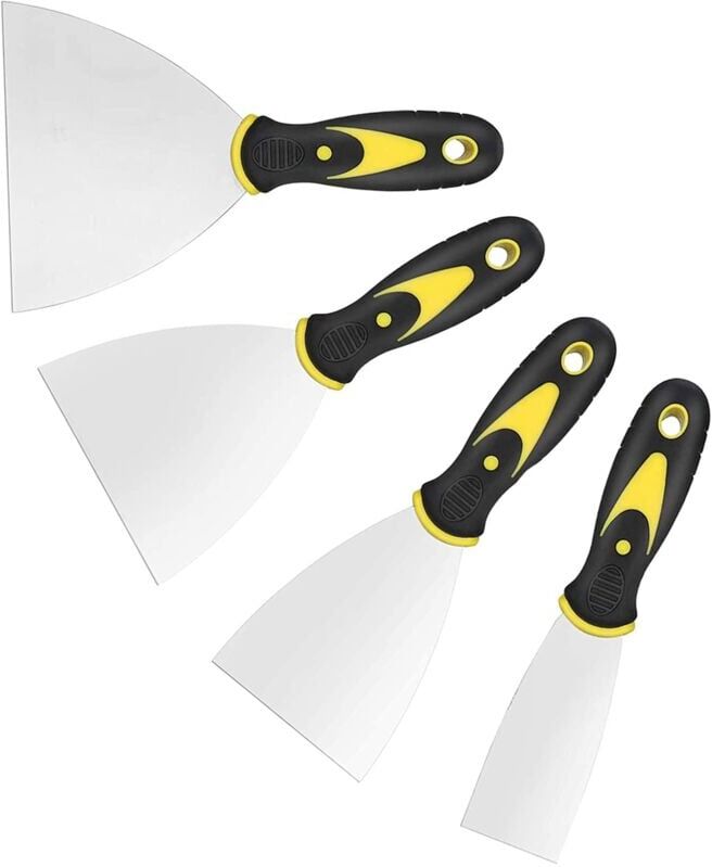 Memkey - Wallpaper Scraper, 1.5', 3', 4', 5' Wide, Putty Knife Set, Metal Spatula Knife, Painting Tools (4 Pack)